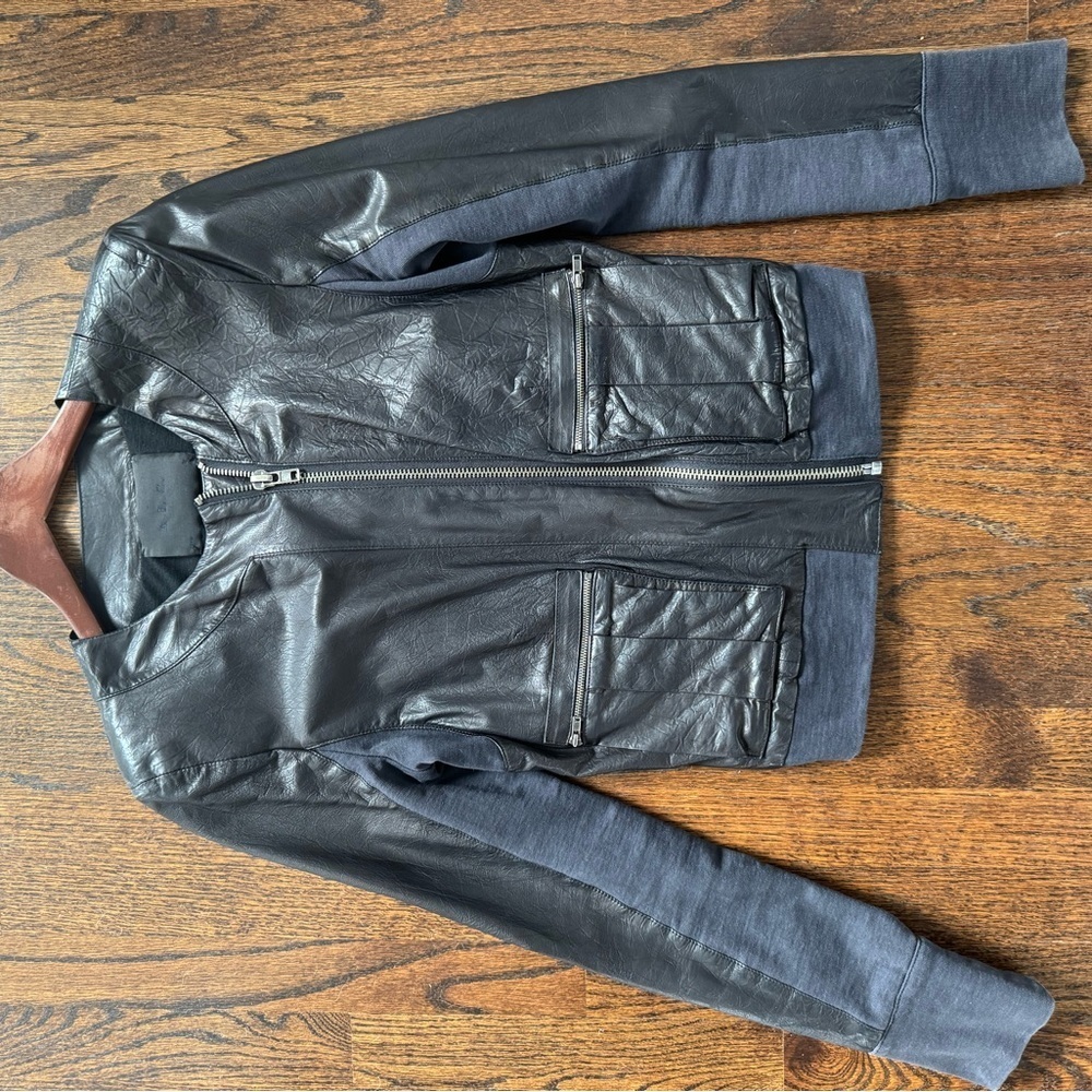 A.L.C. Black and Navy Leather Jacket - Picture 3 of 7